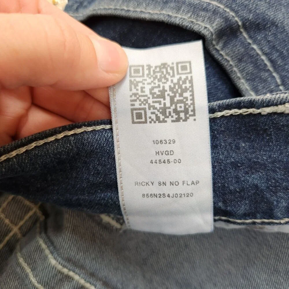 True Religion Ricky Relaxed Straight Jeans Medium Wash Denim Men's 34